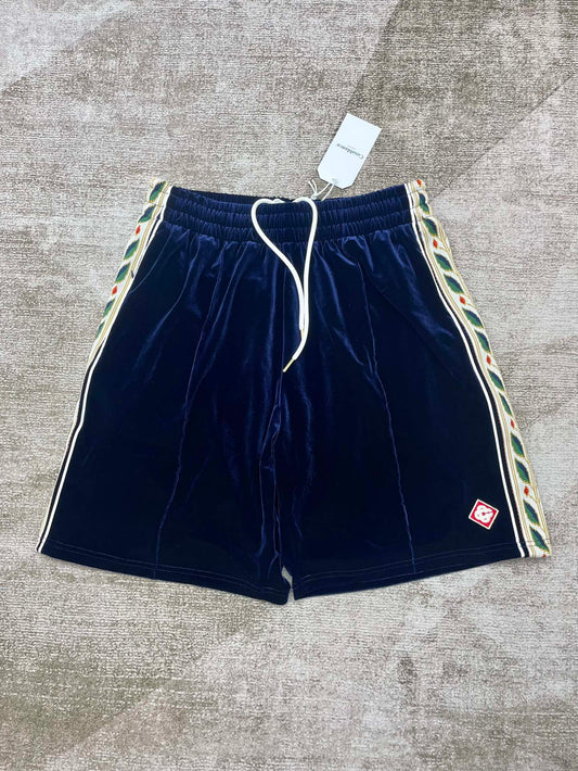 Casablanca Laurel Blue Velvet Shorts
